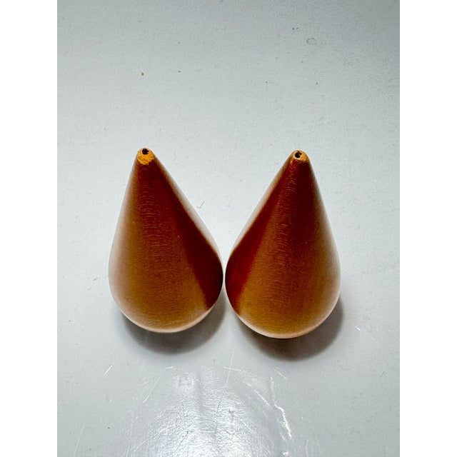 1960s Mid-Century Modern Danish Teak and Metal Salt and Pepper Shaker Set. For Sale - Image 4 of 8