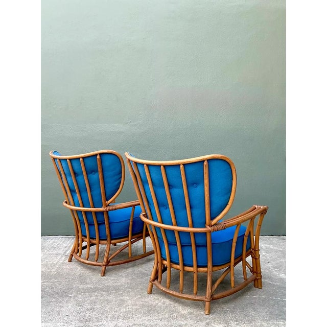 Mid 20th Century Vintage Heywood Wakefield Rattan Lounge Chairs - Pair For Sale - Image 5 of 13