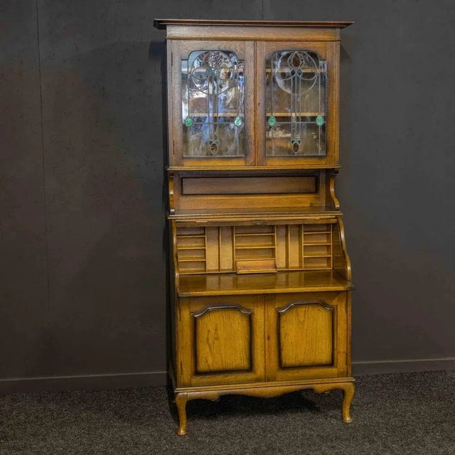 Edwardian Roll Top Bookcase, 1890s For Sale - Image 9 of 11