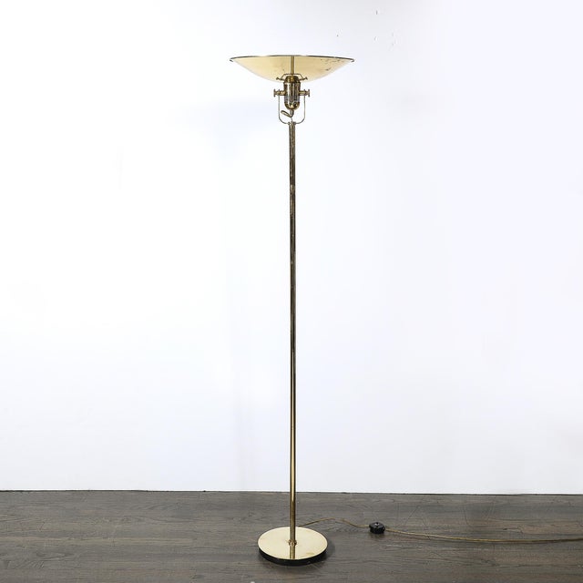 Mid-Century Modern Pair of Mid-Century Articulating Polished Brass Torchieres Signed Nessen Studios For Sale - Image 3 of 18