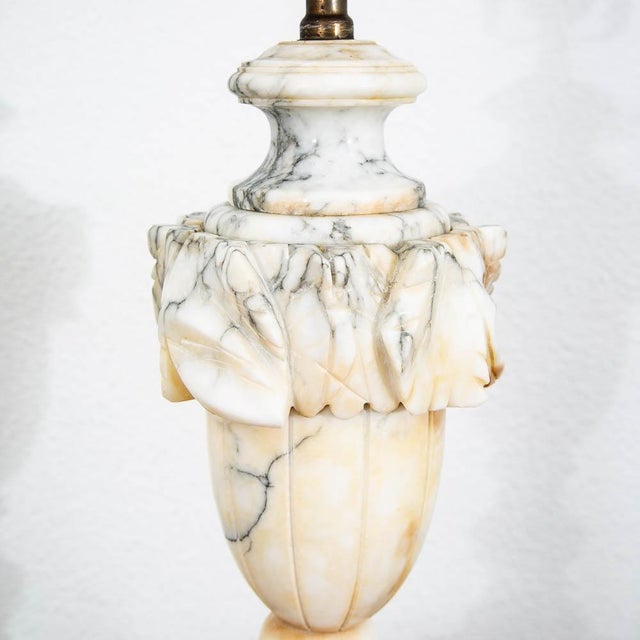 Mid Century Modern Table Lamp Set Pair Italian Alabaster Marble White Working For Sale In Sacramento - Image 6 of 10