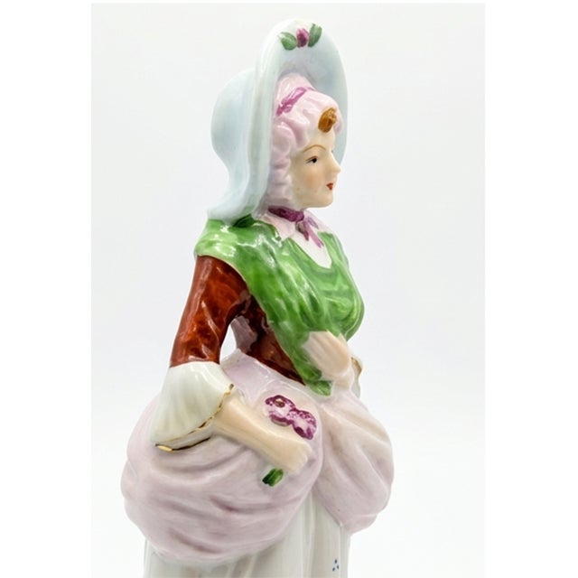 White Pair of “Made in Occupied Japan” Porcelain Staffordshire-Style Figurines, Circa 1945–1952 For Sale - Image 8 of 10