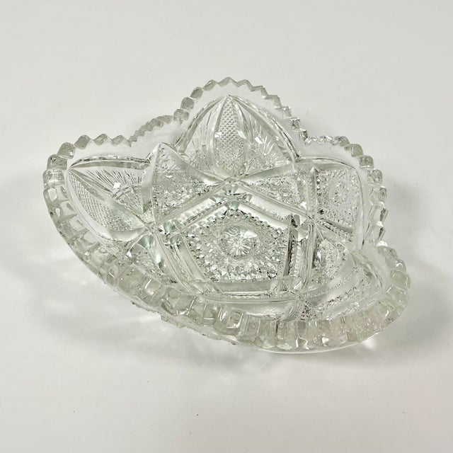 Late 1800s Antique Boho Chic Hollywood Regency American Brilliant Cut Heart Serving Dish. For Sale - Image 4 of 7