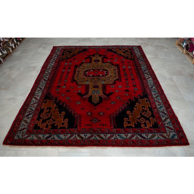 Vintage Turkish Carpet Hand-Woven Wool Rug, Circa 1950 For Sale - Image 11 of 14