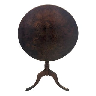 Antique Georgian Burr Oak Tripod Tilt Top Occasional Table, 1780 For Sale