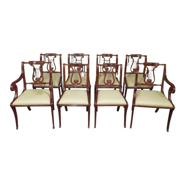 Lyre Back Federal Mahogany Dining Room Chairs With Carved Feet Set Of 8 Chairish