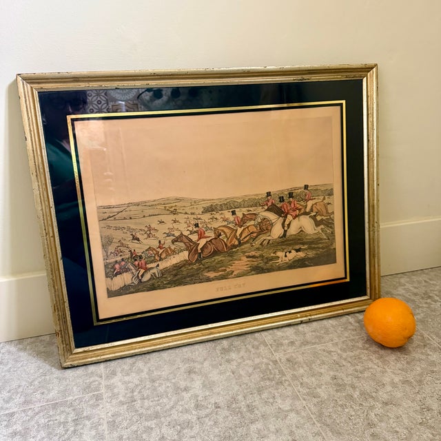 Vintage Hand-Tinted Fox Hunt Print "Full Cry" Framed For Sale - Image 9 of 11