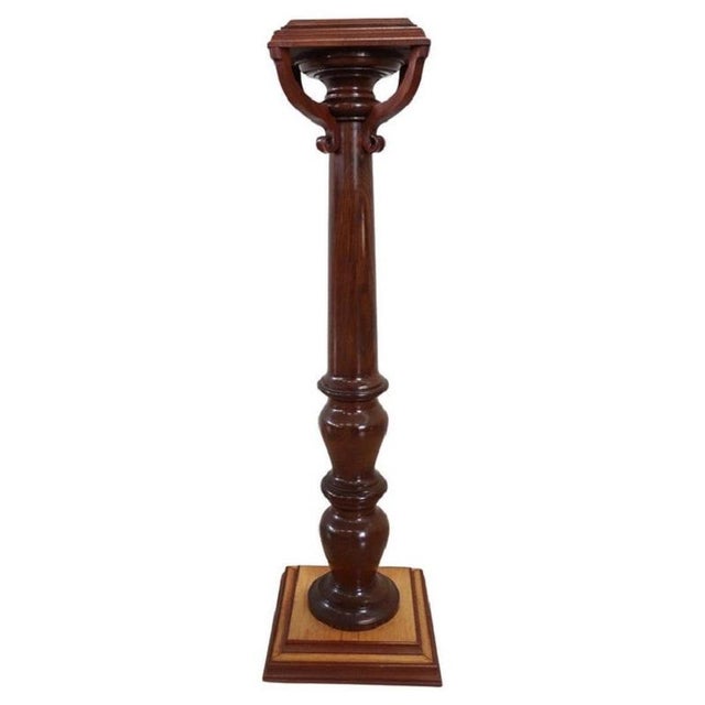 Brown Vintage Column in Turned Oak, Late 20th Century For Sale - Image 8 of 8