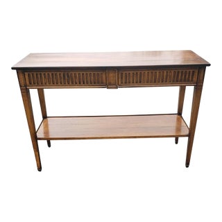 French De Bournais Neoclassical Style Cherry Two-Tier Two-Drawer Console Table For Sale