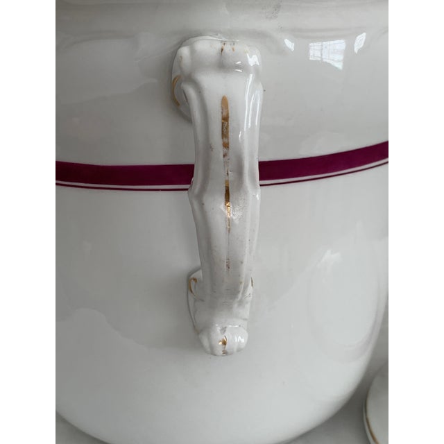 American C. 1865–1875 American White Ironstone Magenta & Gilt Monogrammed Slop Jar For Sale - Image 3 of 11