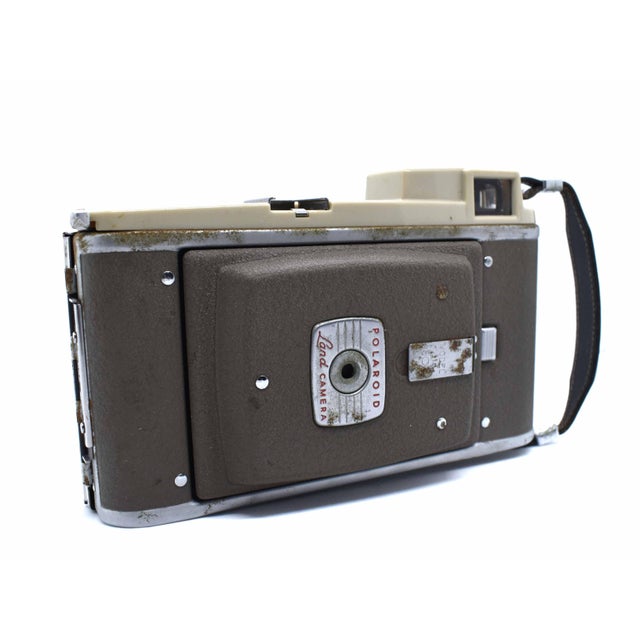 Cream Mid Century Modern Heavy Duty Polaroid Land Camera Model 80 Highlander Bellows Instant Camera For Sale - Image 8 of 10