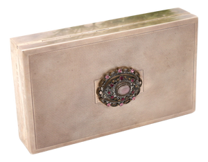 Guilloche Silver Tobacco Box with Wooden Interior