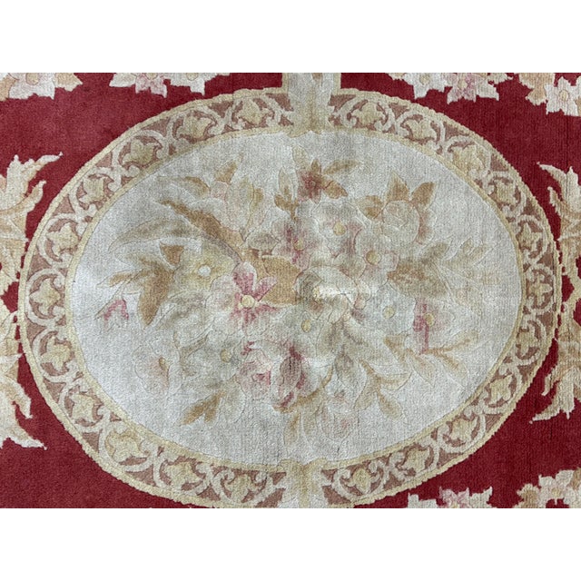 Late 20th Century 4ft × 6ft Aubusson Style Floral Wool Area Rug, Vintage For Sale - Image 5 of 12