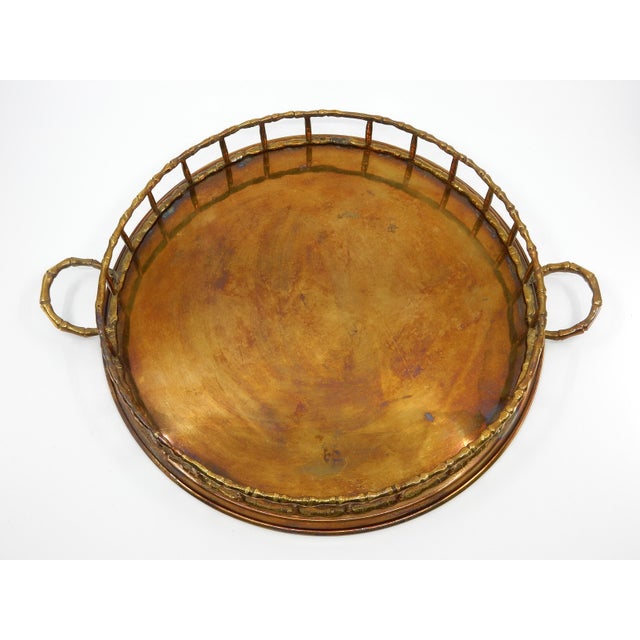 Maison Baguès Hollywood Regency Faux Bamboo Brass Bar Serving Tray For Sale - Image 4 of 7