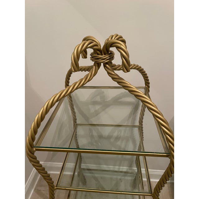 Vintage Metal Rope Twist Design Etagere With 4 Glass Shelves For Sale - Image 4 of 10