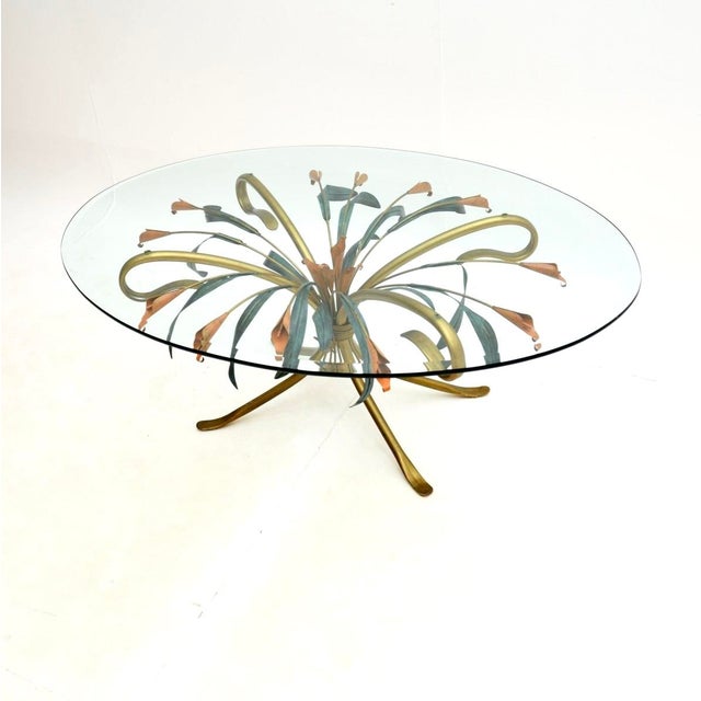 Vintage Gilt Metal Coffee Table attributed to Hans Kögl, 1970 For Sale - Image 4 of 8