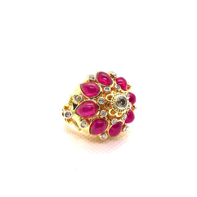 Bochic "Capri" Vintage Ruby & Diamond Ring Set In 18K Gold & Silver For Sale In New York - Image 6 of 18