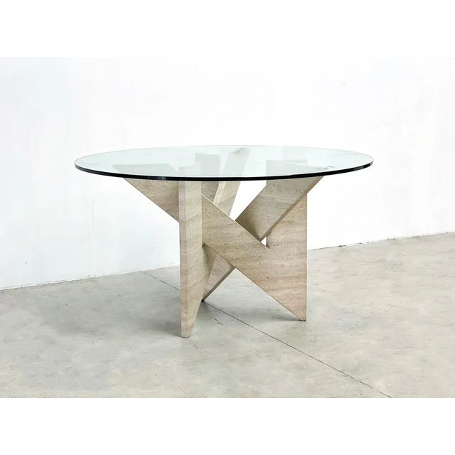 Architectural Travertine Dining Table, 1970s For Sale - Image 4 of 7
