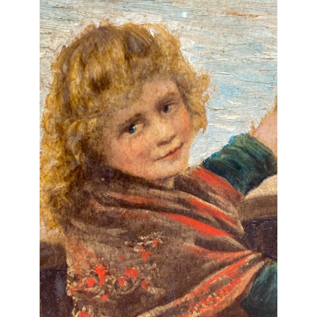 Brown 19th Century Georges Jean Marie Haquette "Fishermans Daughter" Original Oil Painting W/Print For Sale - Image 8 of 12