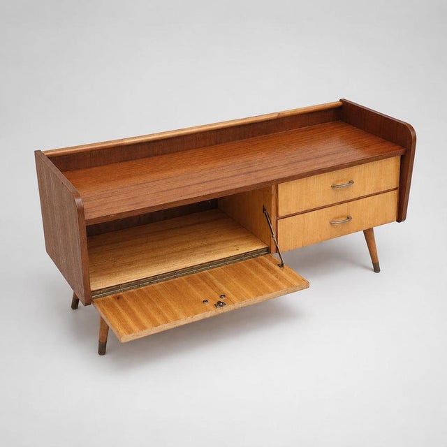 Vintage Low Sideboard Hallway Cabinet with Flap and 2 Drawers For Sale - Image 4 of 6