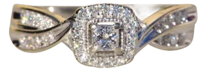 The Kincardine: Ladies White Gold Halo Twist Diamond Engagement Ring