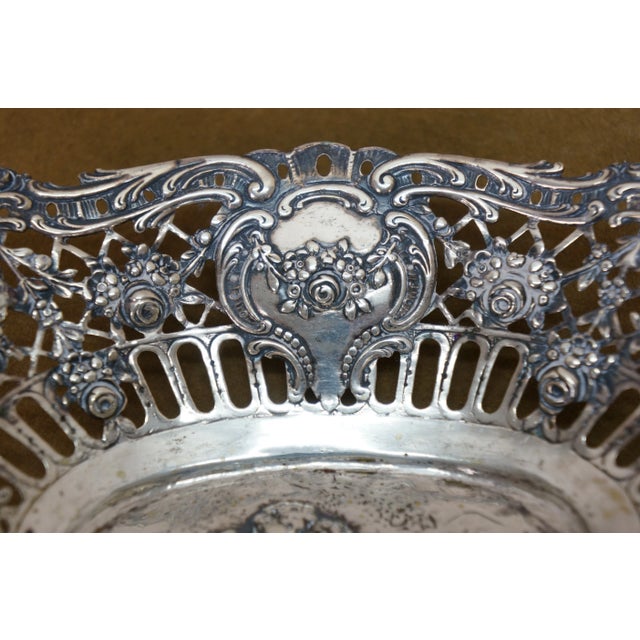 2 Antique German 800 Silver Repousse Pierced Putti Cherub Bread Bowls Baskets For Sale - Image 6 of 13