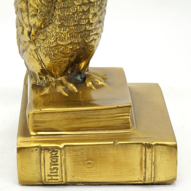 Metal Single Mid Century Cast Brass Owl Bookend Pm Craftsman For Sale - Image 7 of 9