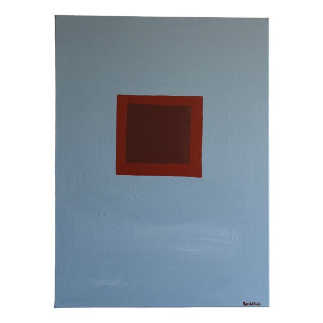 Bodasca, Silent Blue Minimalist Composition, 2026, Acrylic on Canvas For Sale