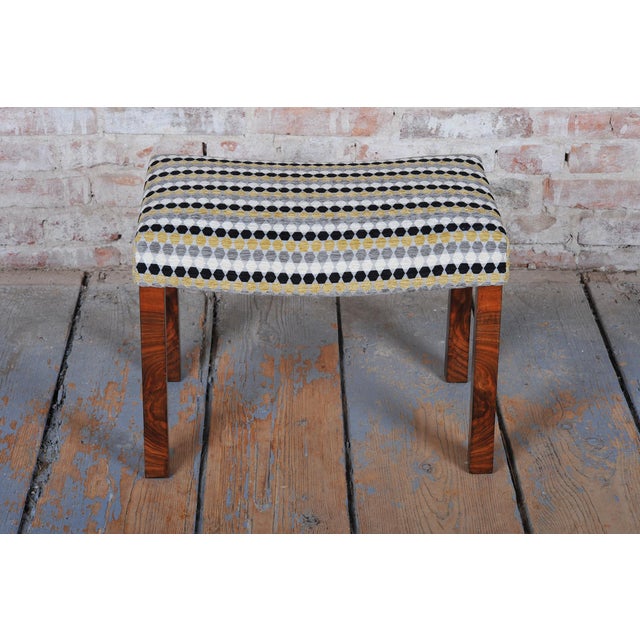 Textile Czech Art Deco Upholstered Walnut Ottoman, 1920s For Sale - Image 7 of 12