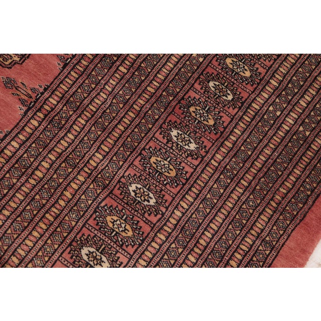Rustic Bokhara Peach/Black Hand Knotted Wool Rug For Sale In New York - Image 6 of 9