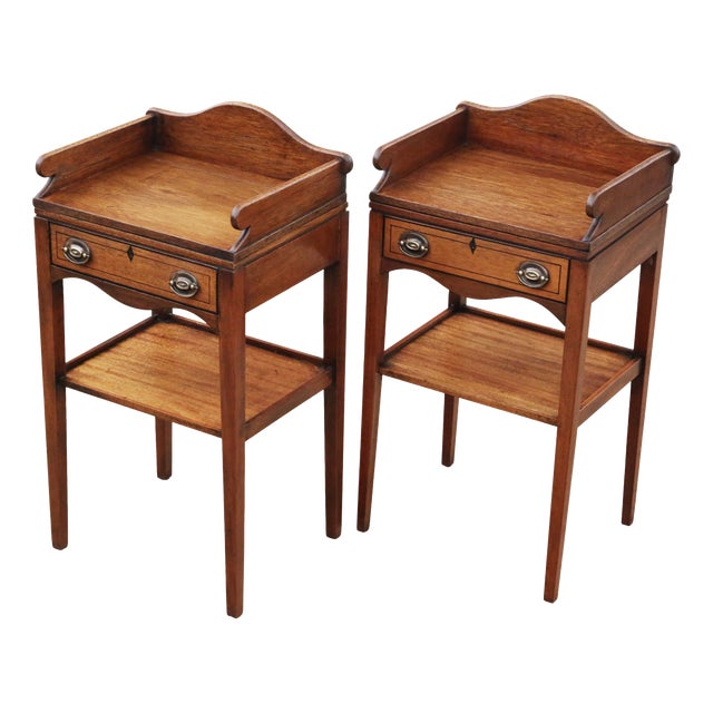 intage Mahogany Georgian Revival Bedside Tables, 1950s, Set of 2 For Sale