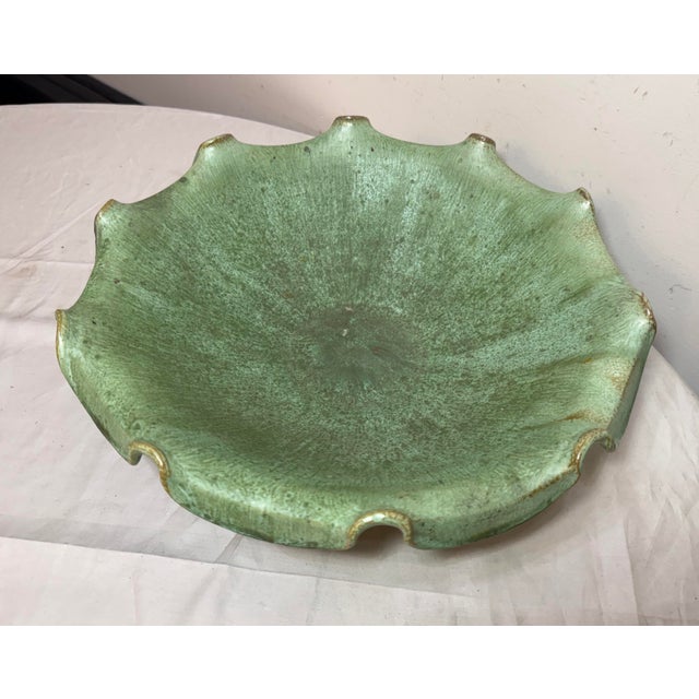 Large Antique Handmade North Carolina Us Green Glaze Centerpiece Pottery Bowl For Sale In New York - Image 6 of 14