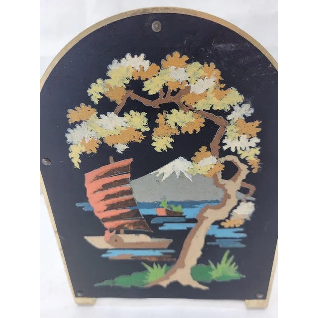 Folk Art Vintage Asian Folk Art Hand-Painted Oriental Woman Bookends - a Pair For Sale - Image 3 of 8