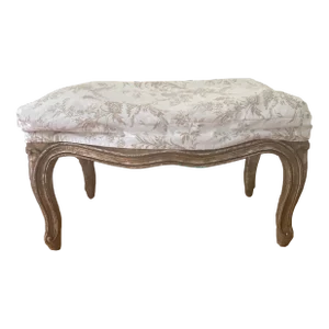 Rose Tarlow-Melrose House Louis XV Ottoman in Gilt Silver Leaf