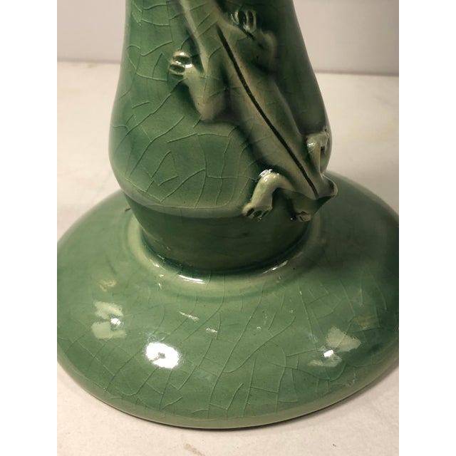 1970s Vintage Green Salamander Bud Vase For Sale - Image 5 of 7