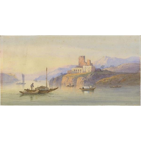 A watercolored painting attributed to Edwin St. John, a painter known for his watercolor landscapes. The painting features...