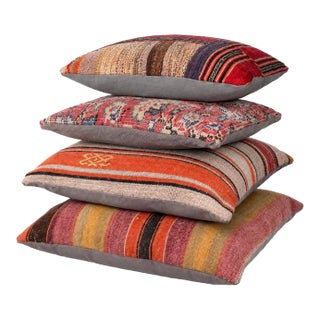 Set of 4 Turkish Kilim Pillow Covers For Sale