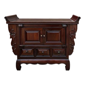 Chinese Brown Stain Altar Carving Low Kang Table Display Stand