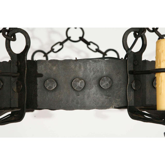 Early 20th Century Early 20th Century 6 Arm French Iron Ceiling Chandelier For Sale - Image 5 of 10