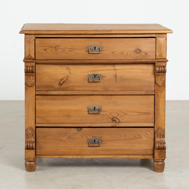 Farmhouse 18th Century Danish Pine Chest of Four Drawers For Sale - Image 3 of 15