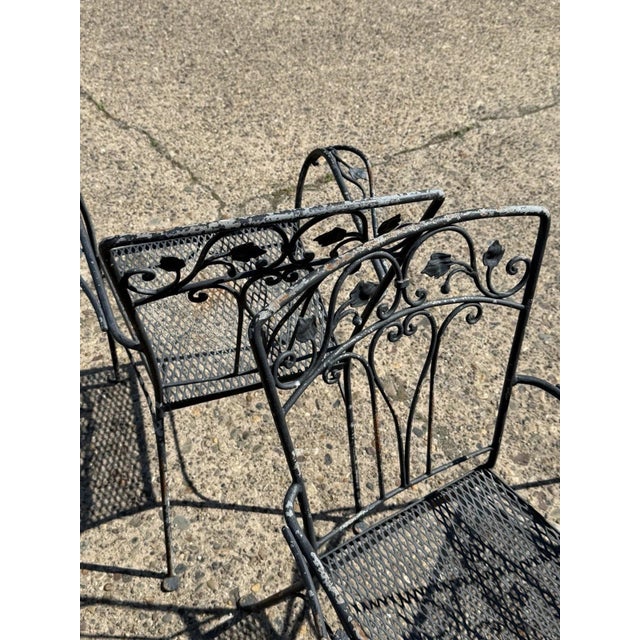 Black Mid 20th Century Salterini Style Wrought Iron Garden Patio Dining Set by Florentine Craft Studio For Sale - Image 8 of 18