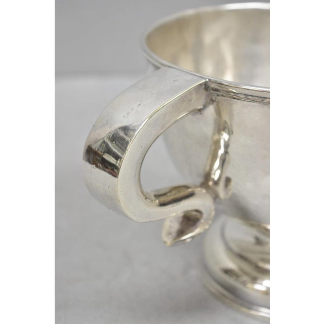 Antique Regency Silver Plated Thick Twin Handle Hand Hammered Trophy Cup Bowl For Sale - Image 12 of 16