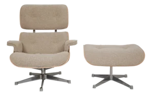 Set of Lounge Chair and Ottoman in Nubia Fabric by Charles and Ray Eames