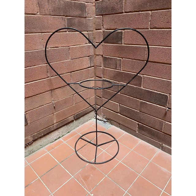1980s Large Pop Art Postmodern Heart Shaped Sculptural Garden Plant Stand Decor For Sale - Image 4 of 4