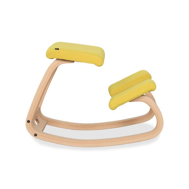 Yellow Variable Kneeling Chair in Ash and Yellow Fabric by Peter Opsvik for Varier For Sale - Image 8 of 11