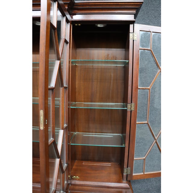 Henkel Harris Virginia Galleries Genuine Mahogany Two-Piece Breakfront China Cabinet For Sale - Image 11 of 17