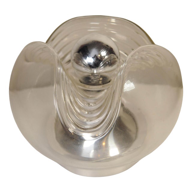 Art Deco Table Lamp in Organic Moulded Glass and Chrome by Mégal Ag For Sale