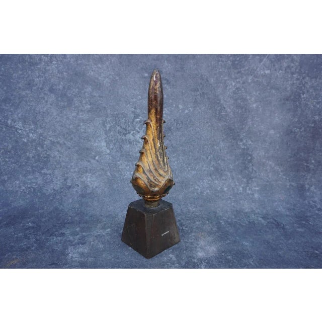 Metal Gilt Bronze Buddhist Temple Figure: Enlightened Flame Finial - Siraspata Sculpture For Sale - Image 7 of 7