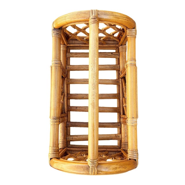 This beautifully restored lattice rattan magazine holder or small storage table blends style and vintage charm with modern...