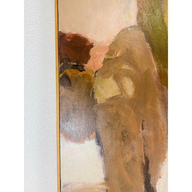 Textile Mid-Century Vintage Abstract Impressionist Male Nude Painting For Sale - Image 7 of 8